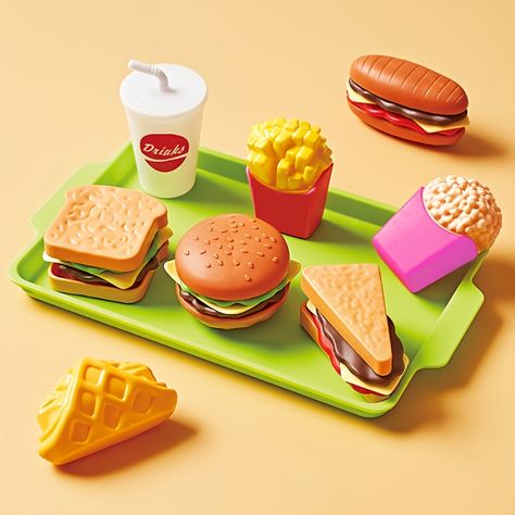 Mini Loafers Simulated Hamburger Lunch Toy Kids Loafers Cm2251-3 - Toys & Games - Temu Vegetable Burger, Hamburger And Fries, Food Game, Kitchen Toy, Toy Kitchen Set, Play Kitchens, Play Food Set, Pretend Play Food, Pretend Play Kitchen