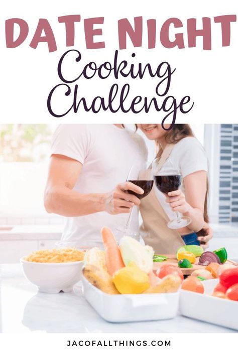 Cooking Dates Couple, Cooking Date Night Ideas At Home, Romantic Cooking Together, Cooking Challenge Ideas, Cooking Date Night Ideas, Couples Cooking Together, Cooking Date Night, Chopped Challenge, Cheap Dates