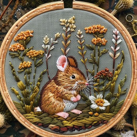 🌸 Discover the enchanting world of woodland creatures with this Mouse in Meadow Hand Embroidery Pattern! Perfect for nature lovers and embroidery enthusiasts of all skill levels, this design captures a cute mouse nestled among vibrant wildflowers. Create stunning hoop art with this easy-to-follow, instantly downloadable pattern. Let's stitch and bring this adorable scene to life! 🪡 #HandEmbroidery #EmbroideryPattern #WoodlandCreatures #NatureCrafts #DIYEmbroidery Mouse Embroidery Pattern, Rat Embroidery, Meadow Embroidery Pattern, Flower Meadow Embroidery, Farm Embroidery, Mouse Embroidery, Mouse Pattern, Cute Mouse, Hand Embroidery Pattern