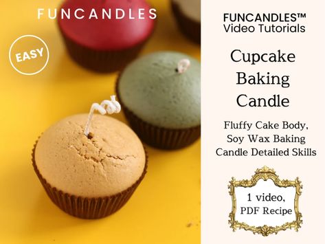 Cake Candles Diy, Diy Cupcake Candle, Bougie Cupcake, Muffin Candle, Muffin Baking, Candle Tutorial, Cupcake Candle, Cupcake Baking, Soy Recipes