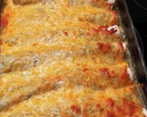 JALAPENO CREAM CHEESE CHICKEN ENCHILADAS - Easy Recipes Idea Jalapeño Cream Cheese Chicken Enchiladas, Jalapeno Casserole Recipe, Enchiladas White Sauce, Chicken Enchiladas White Sauce, Chicken Enchiladas With White Sauce, Sour Cream Chicken Enchilada Recipe, Chicken Cheese Enchiladas, Jalapeno Cream Cheese, Enchiladas Easy