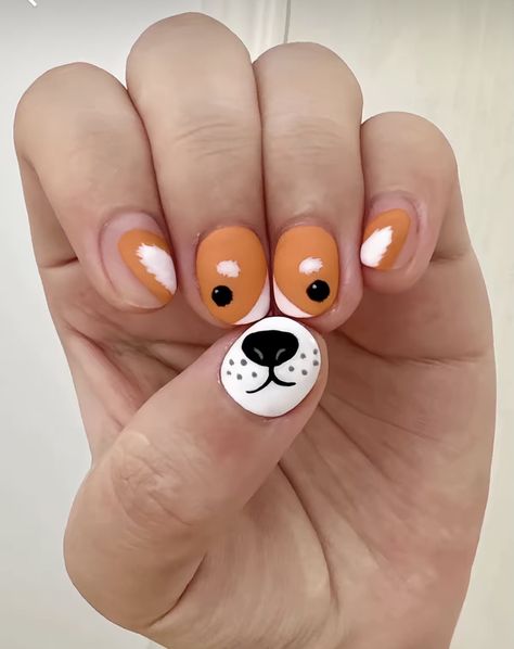 Cute Dog Nail Art, Nail Designs Dog, Puppy Nails, Dog Nail Art, Cartoon Nails, Animal Nail Art, Animal Nails, Dog Nails, Dog Themed