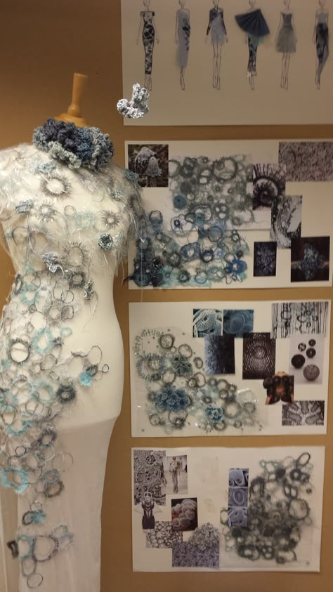 Cell Inspired Art, Fashion Final Piece, Textile Design Aesthetic, A Level Art Fashion, Fmp Ideas Projects, Alevel Textiles Final Piece, Fashion Final Project, Fashion Textiles Sketchbook, Advanced Higher Art Design