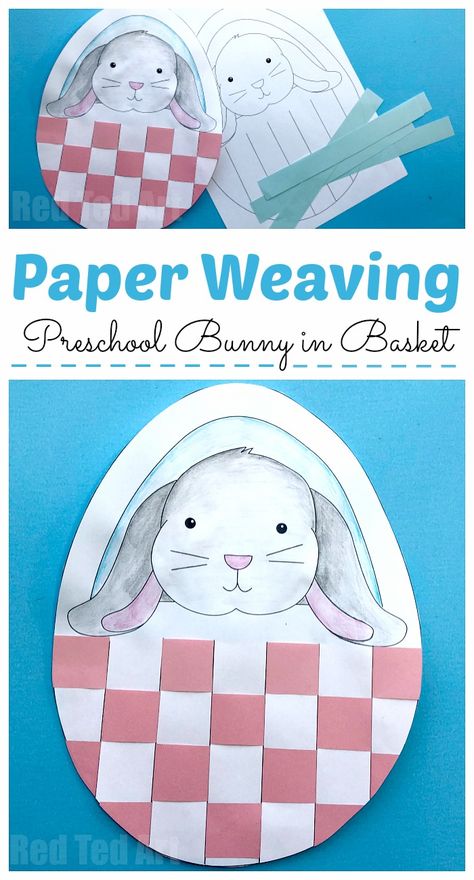 Bunny Basket Weaving for Preschool - free printable Easter Paper Weaving Project for Nursery and Foundation. Adorable Paper Easter Craft #easter #preschool #printable Weaving Preschool, Basket Weaving For Kids, Easter Paper Crafts, Craft Easter, Paper Bunny, Easter Arts And Crafts, Weaving For Kids, Easter Preschool, Carte Halloween