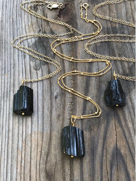 Black Tourmaline Necklace, White Quartz Crystal, Kyanite Jewelry, Reiki Jewelry, Quartz Crystal Pendant, Witchy Stuff, Tourmaline Pendant, Semi Precious Jewelry, Dainty Pendant