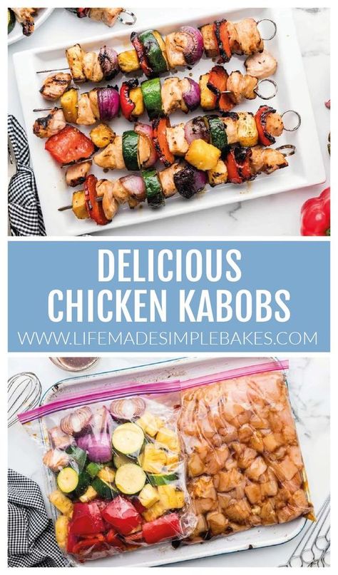 Kabob Marinade Recipes, Marinated Chicken Kabobs, Kabobs Chicken, Chicken Kabob Marinade, Chicken Shish Kabobs, Grilled Kabob Recipes, Chicken Kabob Recipes, Veggie Kabobs, Grilled Chicken Kabobs