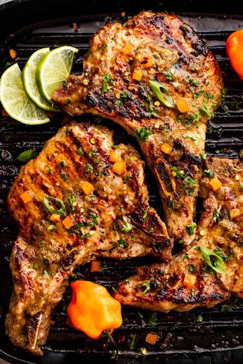 Jamaican Jerk Sauce, Jerk Sauce, Pork Chop Recipes Grilled, Jerk Pork, Jamaican Dishes, Pork Recipes Easy, Pork Loin Recipes, Jamaican Jerk, Grilled Pork Chops