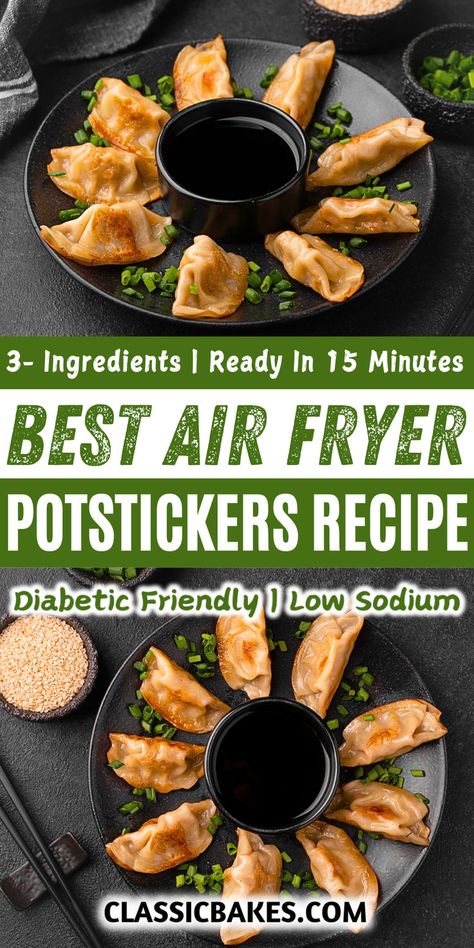 These crispy, golden Air Fryer Potstickers are the perfect snack or appetizer! With a flavorful filling and a crispy exterior, they’re quick and easy to make, offering all the deliciousness of traditional potstickers without the frying. A tasty, healthier twist on a classic favorite! Air Fry Pot Stickers, Air Fryer Potstickers, Air Fryer Recipes Chicken Wings, Recipes Chicken Wings, Potstickers Recipe, Dumpling Sauce, Homemade Dumplings, Healthy Easy Recipes, Easy Recipes For Beginners