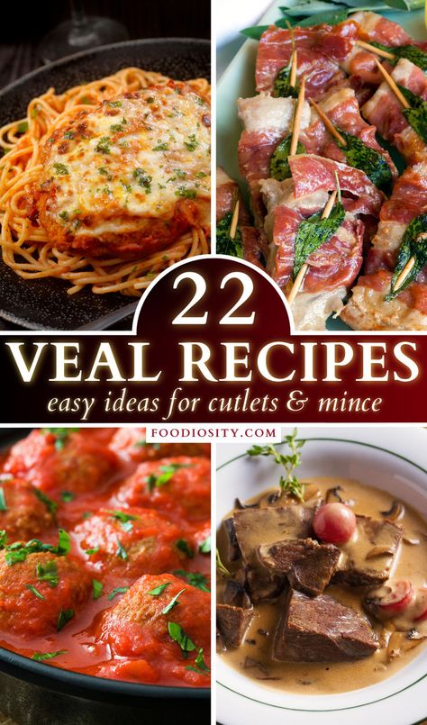 Explore the delicate flavors of veal with 22 easy recipes! From tender cutlets to savory mince dishes, these ideas offer a delicious way to enjoy veal. Click now to discover simple, yet elegant meal options for any occasion! Easy Veal Recipes, Veal Cutlet Recipes, Veal Milanese, Mince Dishes, Veal Meatballs, Veal Steak, Savoury Mince, Veal Stew, Veal Cutlet