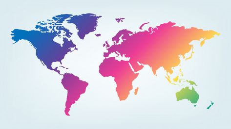 Colorful world map | Premium Vector #Freepik #vector #travel Map Globe, World Images, Colorful World, Air France, Graphic Editing, Map Design, Office Art, Design Posters, Graphic Design Posters