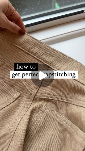 Alexandria on Instagram: "the trick to perfect waistband topstitching is to attach the inside of the waistband first. And then you can fold the waistband to the right side, tucking in the seam allowance, and topstitch from the right side.     This is the reverse way of every set of instructions I’ve ever seen but I can assure you it works! LOL. And you don’t have to worry about “catching” the inside this way.       #MeMadeEveryday #SewistsofInstagram #MeMade #helenejeans" Seam Finishes, Sewing Measurements, Sewing Shorts, Tailoring Details, Sewing Pants, Sewing Tricks, Crafts Sewing Patterns, Sewing Tips And Tricks, Fashion Sewing Tutorials