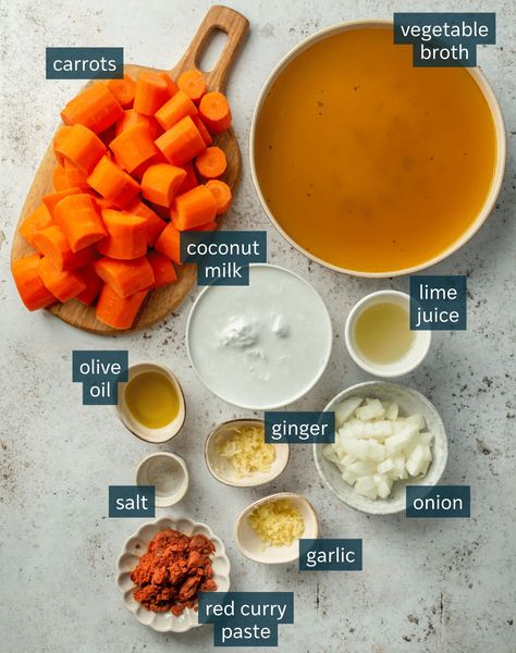 Creamy Thai Carrot Ginger Soup - Fed & Fit Carrot Bean Soup, Carrot Pepper Soup, Thai Carrot Ginger Soup, Carrot Squash Ginger Soup, Carrot Ginger Miso Soup, Ginger Turmeric Soup, Carrot Soup Vegan, Gf Soup, Ginger Carrot Soup