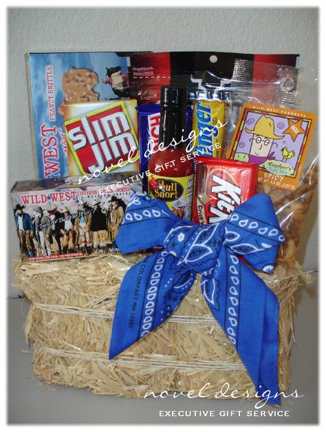 Buyers Thank You Basket, Buyers Gift For Livestock Auction, Buyers Baskets 4-h, Fair Buyer Thank You Gifts, Ffa Gift Basket Ideas, Thank You Gifts For Ffa Buyers, Western Themed Gift Baskets, Western Theme Gift Basket Ideas, 4 H Buyer Thank You Gifts