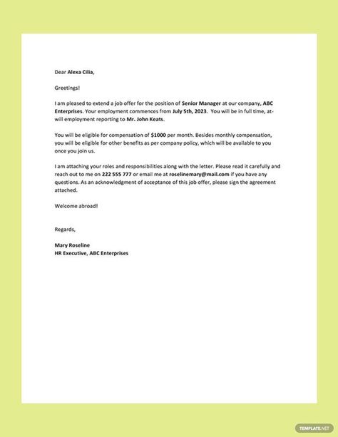 Offer Letter Format, Job Offer Letter, Offer Letter, Letter Template Word, Letter Format, Template Word, Letter Template, Job Offer, Google Docs