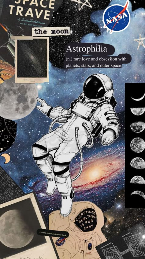 Created by o_likesmarvel on Shuffles Vintage Astronomy Prints, Photowall Ideas, Nasa Wallpaper, Vintage Astronomy, Astronaut Wallpaper, Space Aesthetic, Space Phone Wallpaper, Witchy Wallpaper, Wallpaper Collage