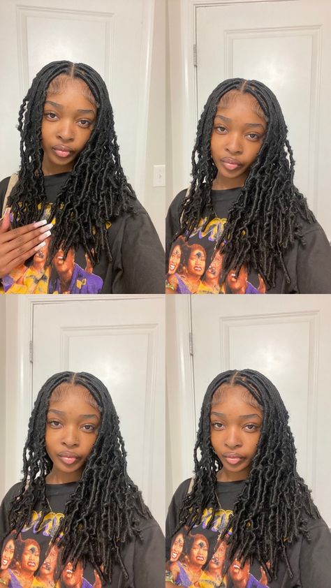 Medium Faux Locs Black Women, Medium Length Soft Locs, Medium Length Faux Locs, Soft Locs, Short Box Braids Hairstyles, Big Box Braids Hairstyles, Faux Locs Hairstyles, Cute Box Braids Hairstyles, Quick Braided Hairstyles