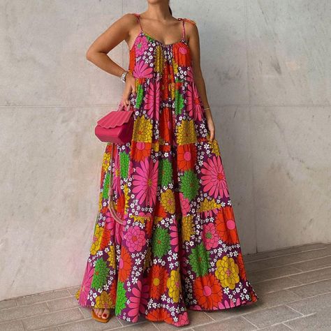 Boho Dress Pattern, Vintage Dresses Online, Loose Midi Dress, Long African Dresses, Mode Turban, A Line Maxi Dress, African Maxi Dresses, Maxi Dress Outfit, Short Sleeve Maxi Dresses