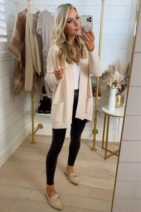 Working At School Outfit, Dressing Up Leggings For Work, Women’s Work Clothes, Women’s Casual Work Outfits, Cream Cardigan Outfit Work, School Office Outfits Women, Womens Business Casual Fall, Womens Winter Work Outfits, Fall Business Casual Outfits For Women Work