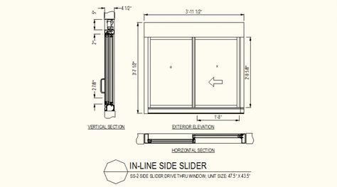 Slider window detail elevation and section detail dwg file Window Detail Architecture, Window Section Detail, Window Detail Drawing, Furniture Details Drawing, Kitchen Elevation, Section Detail, Details Drawing, Cabinet Construction, Hotel Design Architecture