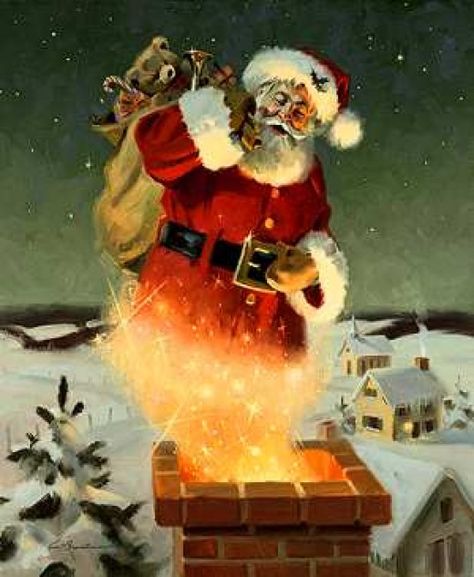 santa going down chimney  my favorite christmas picture of santa,,, shows all the magic,,, Santa Chimney, Black Santa Claus, Santa Klaus, Black Santa, Santa Claus Is Coming To Town, Old Fashioned Christmas, Santa Clause, Christmas Past, Christmas Memory