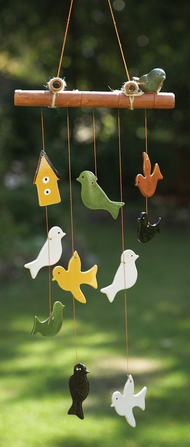 Classic Christmas Salt Dough Ornaments That Shall Speak of Your Creativity » Ceramic Windchimes Ideas, Wind Chime Ceramic, Driftwood Art Ideas, Ceramic Wind Chimes, Salt Dough Decorations, Get Some, Salt Dough Crafts, Wooden Birds, Clay Christmas Decorations