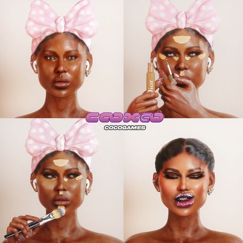 Sims 4 Makeup Concealer, Sims 4 Makeup Poses, Sims 4 Coco Games, Free Custom Content Sims 4, Urban Cc Sims 4 Skin, Coco Games Sims 4, Sims 4 Cc Concealer, Sims 4 Contour Cc, Sims 4 Concealer