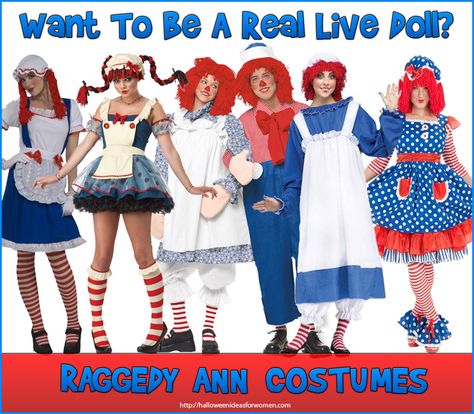 Are you looking for a Raggedy Ann Costume? These Raggedy Ann Costumes are so adorable! http://halloweenideasforwomen.com/raggedy-ann-costume/ Raggedy Ann Costume Women, Raggedy Ann Halloween Costume, Halloween Crafts Snacks, Raggedy Ann Costume, Diy Costume Ideas, Costume Ideas For Women, Diy Costume, Raggedy Ann And Andy, Halloween Make Up