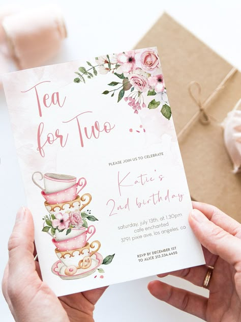 Tea Party Birthday Theme, Second Birthday Ideas, Wildflower Baby Shower, Girls Tea Party, Bridal Brunch Invitations, Tea Party Invitations, Baby Shower Tea, Tea Party Theme, 17 December