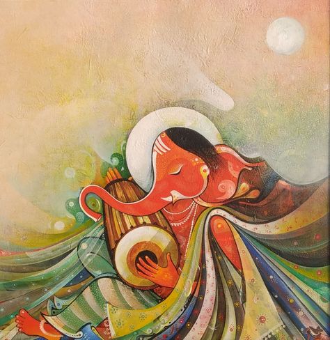 Ganesha Canvas Painting, buy paintings Mythology Paintings, Top Paintings, Pichwai Paintings, Ganesh Art, Ganesha Painting, Realism Painting, Indian Artist, Abstract Expressionism Painting, Online Painting