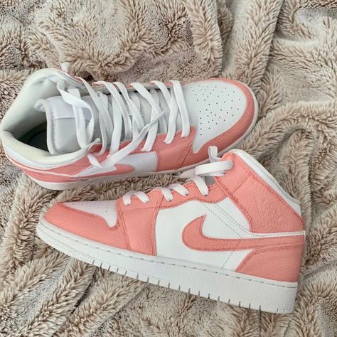 Jordan 1 Orange, Pink Air Jordan, Custom Air Jordan 1, Air Jordan 1 Shoes, Jordan 1 Shoes, Pink Jordans, Take The Risk, Jordan Ones, All Nike Shoes