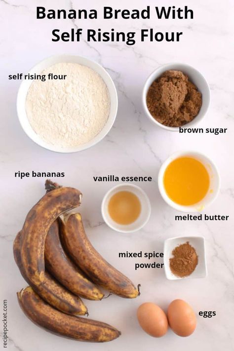 Banana Muffins Self Rising Flour, Banana Muffins With Self Rising Flour, Recipes That Use Self Rising Flour, Things To Make With Self Rising Flour, Self Raising Flour Banana Bread, Banana Bread Using Self Rising Flour, What To Make With Self Rising Flour, Banana Bread With Bread Flour, Self Rising Flour Banana Bread