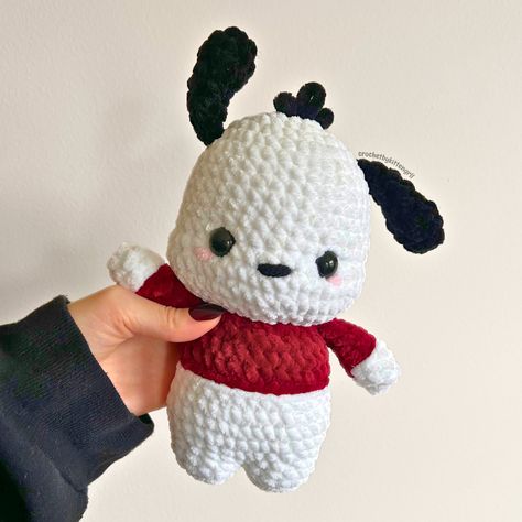 Pochacco Crochet Pattern — crochetbykittengrll Pochacco Crochet Pattern Free, Snoopy Amigurumi Free Pattern, Crochet Pochacco Free Pattern, Crochet Snoopy Keychain, Free Sanrio Crochet Patterns, Chihuahua Crochet Pattern Free, Pochacco Crochet Pattern, Small Free Crochet Patterns, Snoopy Crochet Pattern Free