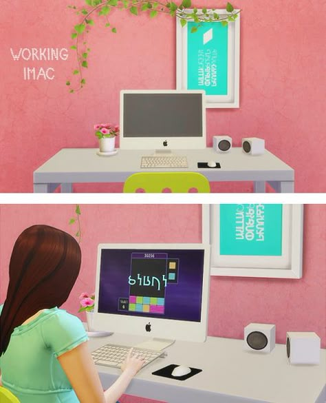 LinaCherie: iMac - working computer • Sims 4 Downloads Sims 4 Cc Computer Functional, Cc Furniture, Sims 4 Clutter, Sims 4 Mm Cc, Sims 4 Cc Makeup, Sims 4 Cc Skin, Play Sims, Casas The Sims 4, Sims Games