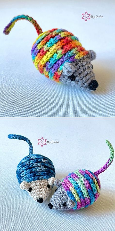 Crochet Mouse Toy For Cat, Crochet Patterns For Thread Yarn, Amigurumi Cat Toy Free Pattern, Crochet Mouse Cat Toy, Yup Yips Crochet, Free Cat Toy Crochet Patterns, Crochet Mouse Cat Toy Free Pattern, Free Crochet Cat Toy Patterns, Cat Toys Crochet Pattern Free