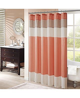 Shower Curtains - Macy's Coral Bathroom, Extra Long Curtains, Home Essence, Striped Shower Curtains, Long Curtains, Modern Baths, Shower Liner, Madison Park, Fabric Shower Curtains