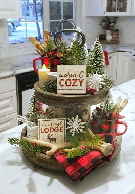 Christmas is coming and this tiered tray will have your creativity popping. What will you create? Three Tiered Tray, Tray Decor Christmas, Christmas Tray, Christmas Kitchen Decor, Indoor Christmas, Farmhouse Christmas Decor, Christmas Kitchen, Country Christmas, Christmas Centerpieces