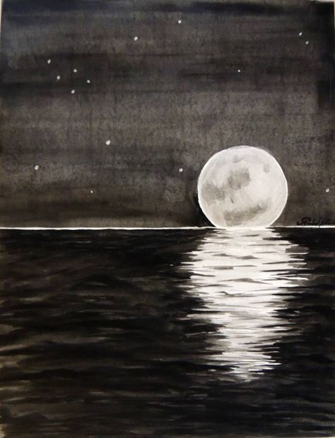 Saatchi Art Artist: Rachel Cross; Watercolor 2014 Painting "Moon Set" Contest Ideas, Moon Set, Paintings Ideas, Moon Setting, White Pen, Art Prompts, Harvest Moon, Art Contest, Moon Goddess