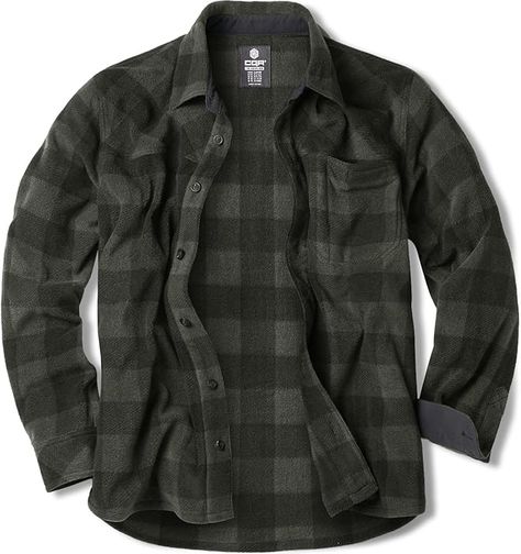 CQR Men's Long Sleeve Heavyweight Fleece Shirts, Plaid Button Up Shirt, Warm Corduroy Lined Collar & Cuffs Shirt Cuffs Shirt, Flannel Pattern, Mens Flannel Shirt, Shirt Cuff, Flannel Jacket, Collar Designs, Casual Shirt, Cotton Flannel, Button Up Shirt