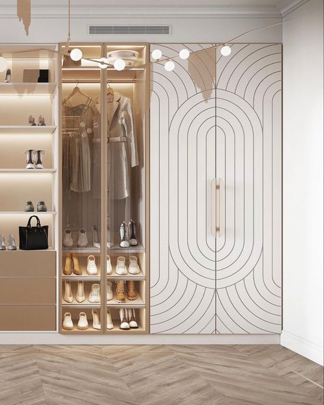 Art Deco Walk In Closet, Unique Wardrobe Door Designs, Grandma Bedroom, Aesthetic Wardrobe Closet, Modern Wardrobe Design Sliding Doors, Organization Wardrobe, Modern Wardrobe Design, Wardrobe Design Ideas, Wardrobe Organization