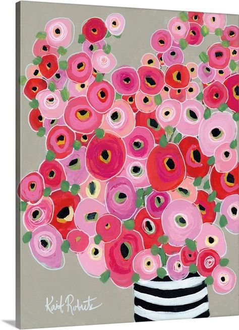 Large Solid-Faced Canvas Print Wall Art Print entitled Born to Stand Out Painting Of Flowers, Abstract Flower Art, White Hot, Flower Art Painting, Op Art, Abstract Flowers, Big Canvas Art, Pink Pink, 그림 그리기