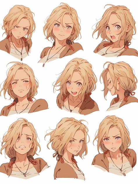 Anime Female Expression Reference, Flirt Expression Drawing, Emotions Anime Drawing, Emotion Drawing Reference, Eye Expressions Drawing, Manga Hairstyles, Worst Hairstyles, Worst Haircuts, 얼굴 그리기