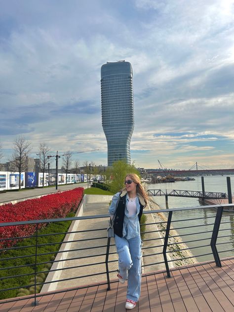 Belgrade water front, outfit, denim, clouds, sun Belgrade Outfit, Outfit Denim, Denim Outfit, Pins