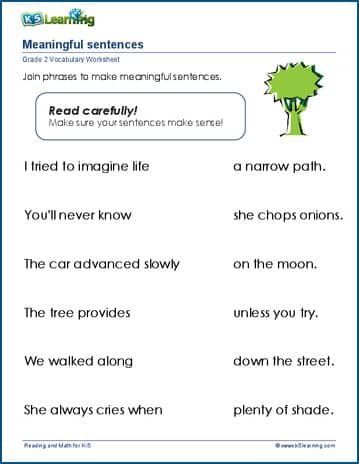 Sentence Making Worksheets, Worksheet Grade 2, Worksheets Grade 2, Sentence Making, Log Math, Sentence Worksheet, Complete Sentence, Early Science, Meaningful Sentences