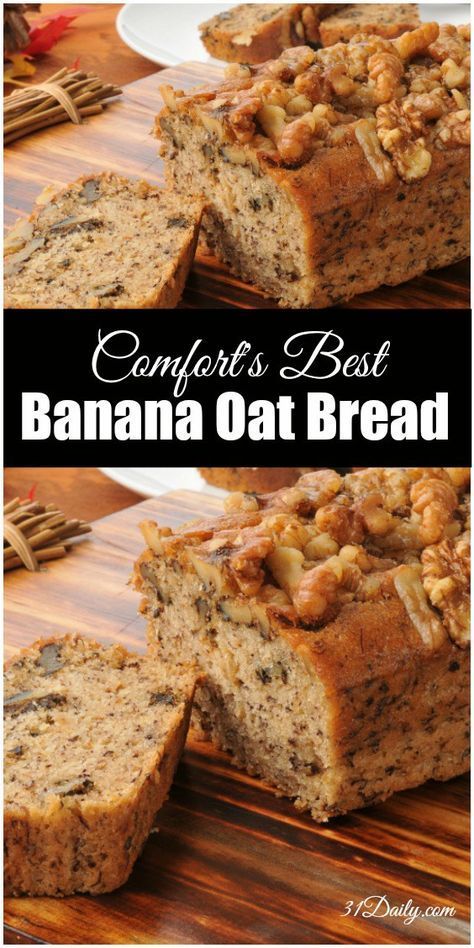 A couple subs to make it clean!Treat your family and friends to a quintessential comfort food, Banana Oat Bread… Banana Oat Bread, Oatmeal Banana Bread, Oat Bread, Easy Oatmeal, Banana Oat, Healthy Banana, Banana Oats, Best Banana Bread, Banana Nut Bread