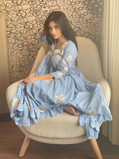 Mouni Roy reviving the joy in effortless summer ensemble from Label Earthen for her recent holiday to Jaipur! | News | India | mallsmarket.com Label Earthen, Gala Time, Mouni Roy, News India, Kurta Set, Designer Wear, Jaipur, Graduation Dress, Sky Blue