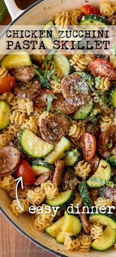 Chicken Zucchini Pasta, Courgette Pasta, Chicken Sausages, Pasta Skillet, Chicken Zucchini, Zucchini Pasta, Easy Weeknight Dinner, Sausages, Tortellini