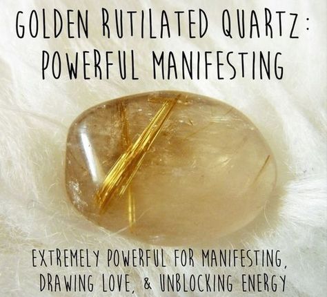 Golden Rutile Quartz Rutile Quartz Meaning, Crystal Powers, Draw Love, Quartz Meaning, Crystal Rocks, Crystal Seashells, Unique Crystals, Witchy Tips, Stone Properties