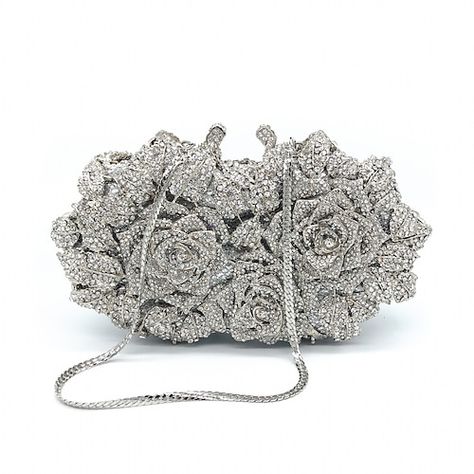 Category:Evening Bag; Embellishment:Crystals,Chain; Gender:Women's; Type:Clutch; Occasion:Party,Party / Evening,Date; Material:Alloy; Width:6; Height:12; Pattern:Flower,Rhinestone; Production mode:Self-produce; Base Categories:Handbags, Wallets Cases; Length:22 Bridal Handbags, Party Handbags, Embellished Clutch, Floral Clutches, Rhinestone Clutch, Crystal Clutch, Crystal Chain, Evening Clutch Bag, Diamond Crystal