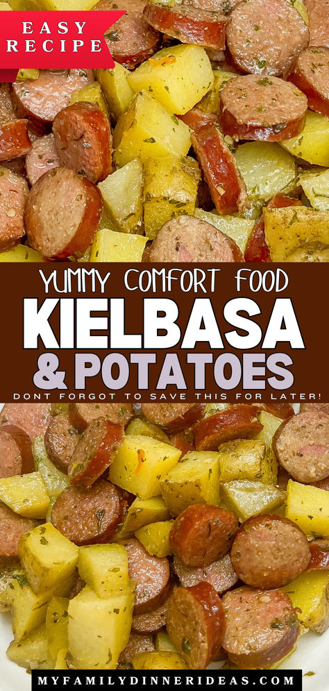 Easy Kielbasa and Potatoes Recipes With Kielbasa Sausage, Buttered Potatoes Recipe, Turkey Kielbasa Recipes, Easy Kielbasa Recipes, Kilbasa Sausage Recipes, Kielbasa And Potatoes, Polska Kielbasa, Sausage And Potatoes, Kielbasa Recipes