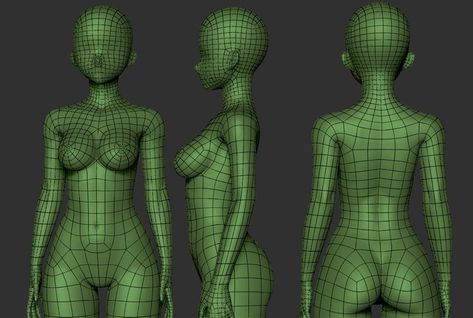 Zbrush Anatomy, Blender Character Modeling, Girl Base, 3d Reference, 3d Modeling Tutorial, Anatomy Poses, Low Poly Art, Cartoon Sketches, Fashion Figures